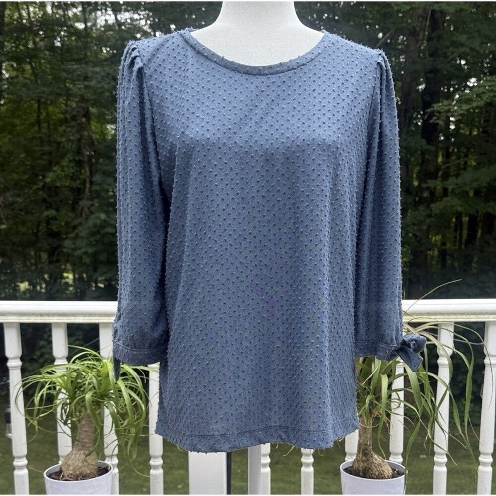 Cottagecore Boho Peasent Tie Sleeve Blouse Gibson Women's Size L Flowy Fit Top